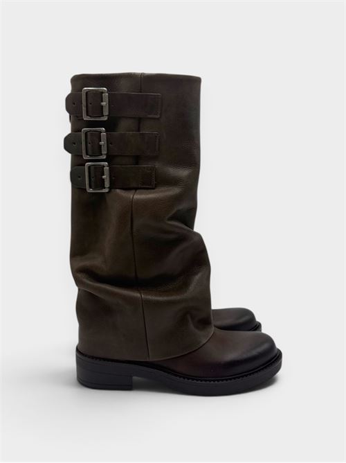 Biker in pelle testa di moro con 3 fibbie IL LACCIO | FARAH52TEXT.MORO